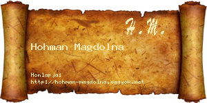 Hohman Magdolna névjegykártya